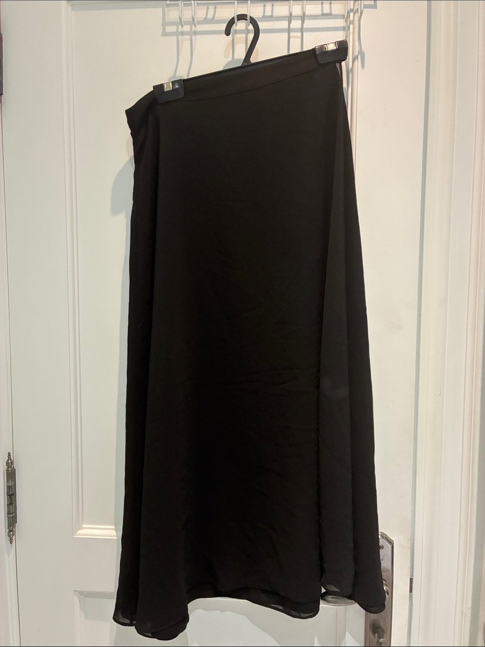 Nygård Collection Black Chiffon Faux-Wrap Maxi Skirt Size 8 👵MT
